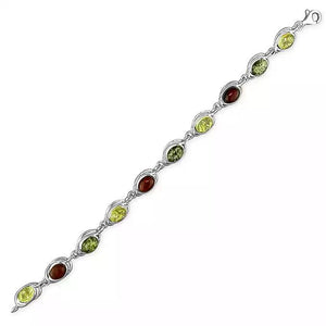 Sterling Silver Mixed Amber Bracelet