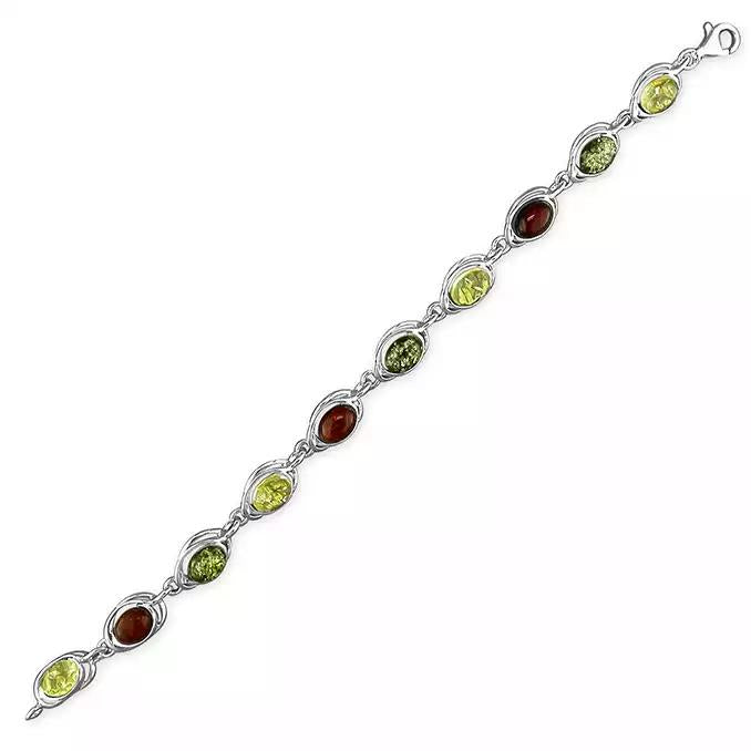 Sterling Silver Mixed Amber Bracelet