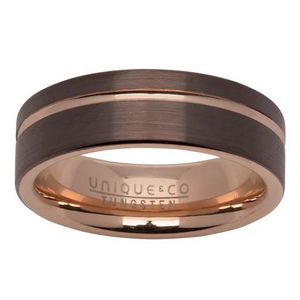 Tungsten Rose and Brown Plated Ring