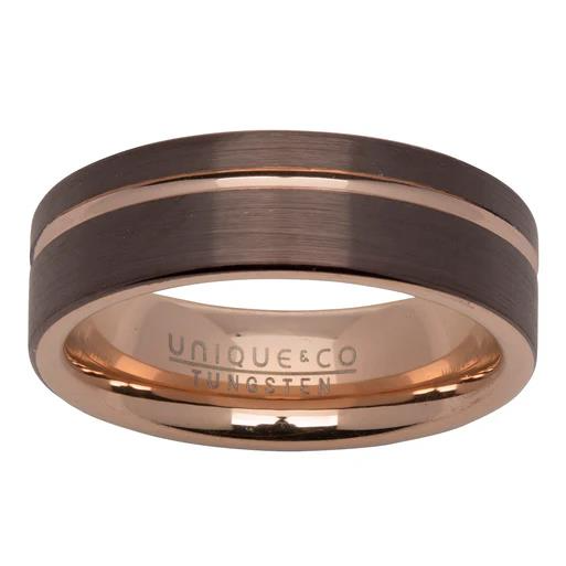 Tungsten Rose and Brown Plated Ring