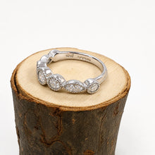 Load image into Gallery viewer, 9ct White Gold Millgrain Lab Diamond Half Eternity Ring
