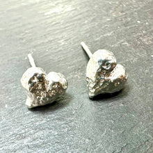 Load image into Gallery viewer, Sterling Silver Hammered Heart Stud
