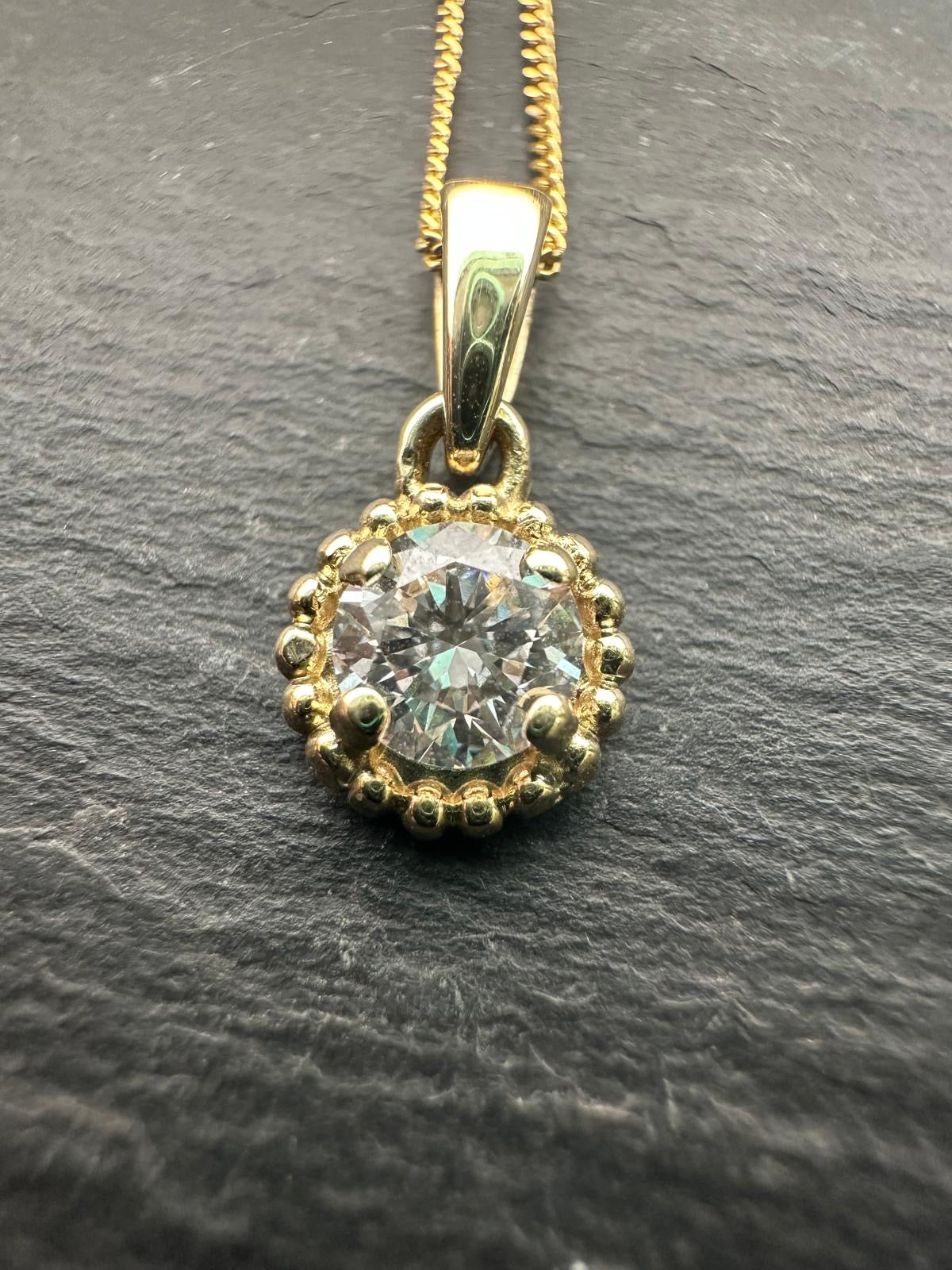 9ct Yellow Gold Round Lab Grown Diamond Pendant
