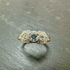 18ct & Platinum Lab Grown Diamond Milgrain Cluster Ring