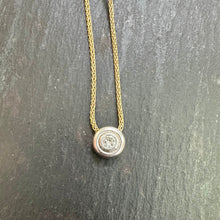 Load image into Gallery viewer, Pre-Loved 9ct Gold Rubover Set diamond pendant and chain.
