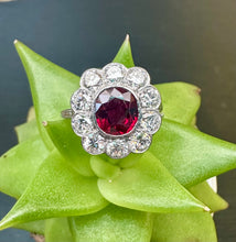 Load image into Gallery viewer, Preloved 1930's Unheated Ruby &amp; Diamond Cluster Ring
