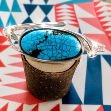 Load image into Gallery viewer, Handmade Sterling Silver Turquoise Bangle
