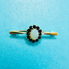 Load image into Gallery viewer, Preloved 9ct Yellow Gold Sapphire &amp; Opal Brooch
