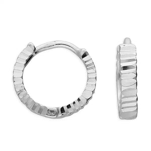 Sterling Silver Diamond Cut Huggie Hoops