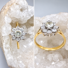 Load image into Gallery viewer, Preloved 18ct Yellow Gold Diamond Flower Cluster Ring
