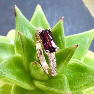 9ct Rose Gold Spinel and Diamond Ring