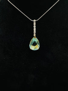 18ct Gold Aquamarine and Diamond Pendant