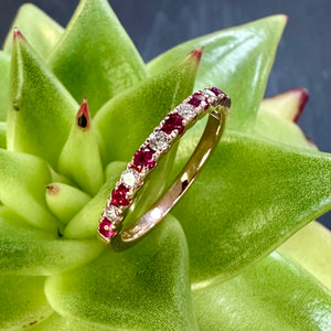9ct Rose Gold Pink Ruby and Diamond Ring