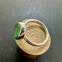 Load image into Gallery viewer, Handmade Sterling Silver Green Sea Glass Ring Oval
