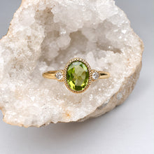 Load image into Gallery viewer, 9ct Yellow Gold Peridot &amp; Lab Grown Diamond Ring
