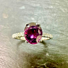 Load image into Gallery viewer, Platinum Ceylon Raspberry Sapphire &amp; Diamond Ring
