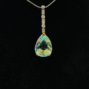 18ct Gold Aquamarine and Diamond Pendant