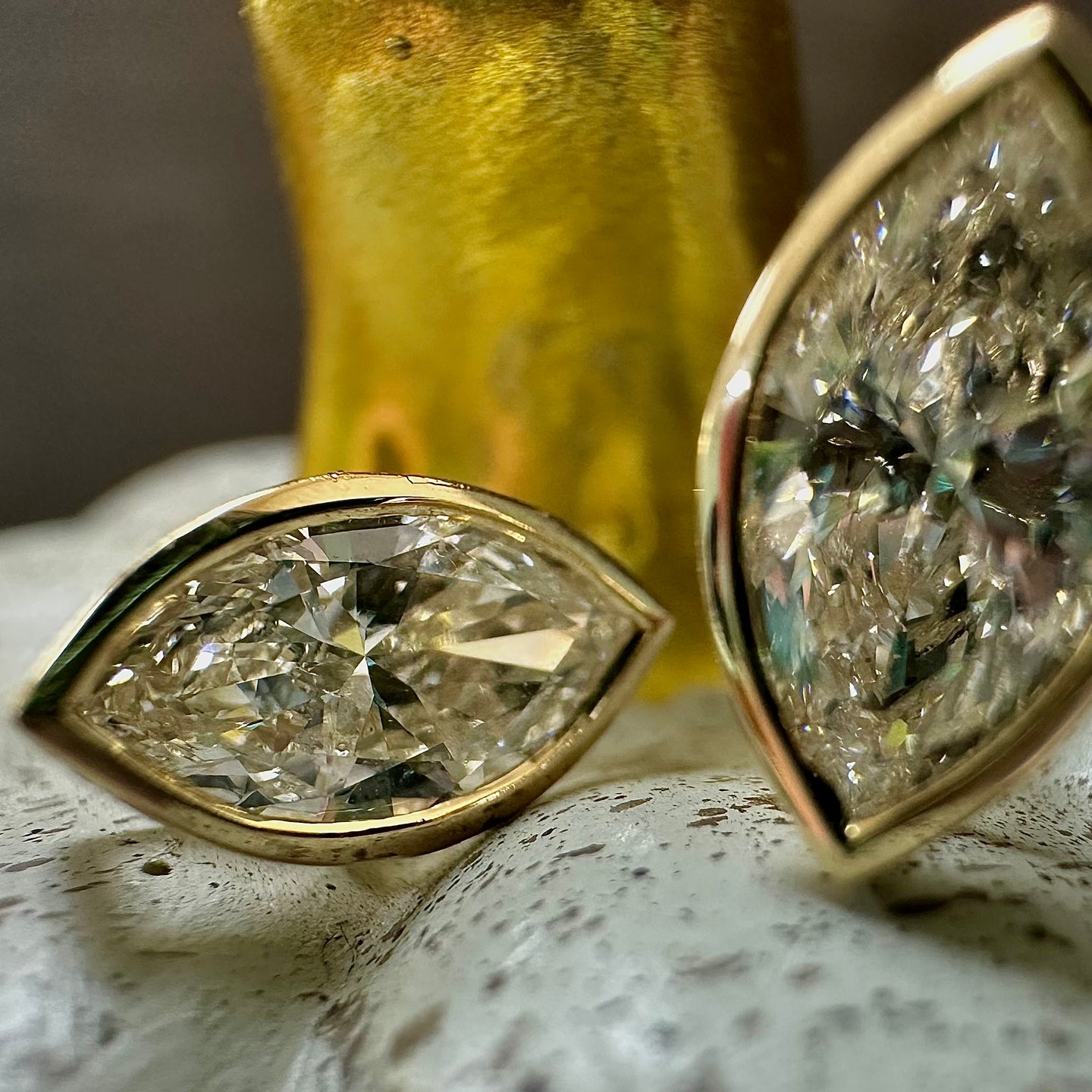 9ct Yellow Gold Marquise Cut Lab Grown Diamond Stud Earrings