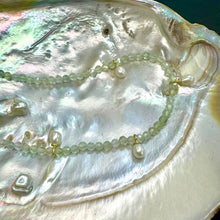 Load image into Gallery viewer, Prehnite &amp; White Freshwater Pearl Bracelet
