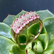 Load image into Gallery viewer, Preloved 9ct Yellow Gold Pink Cubic Zirconia &amp; Diamond Ring
