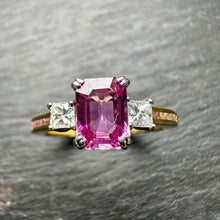 Load image into Gallery viewer, Preloved 18ct Pink Sapphire &amp; Diamond Ring
