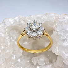 Load image into Gallery viewer, Preloved 18ct Yellow Gold Diamond Flower Cluster Ring
