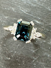 Load image into Gallery viewer, Platinum Blue/Teal Spinel and Diamond Ring
