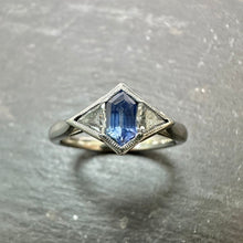 Load image into Gallery viewer, Platinum Lozenge Sapphire &amp; Diamond Ring
