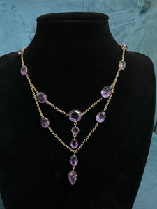 Pre-loved Edwardian Amethyst “swag” Style 9ct Rose Gold Necklace