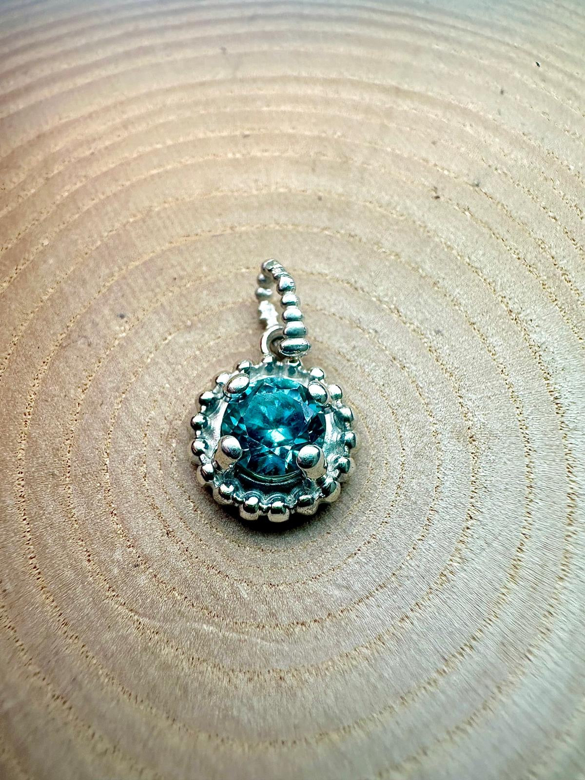 Sterling Silver Dotty Blue Zircon Pendant