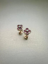 Load image into Gallery viewer, Preloved Ruby &amp; Diamond Flower Studs
