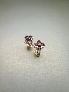 Preloved Ruby & Diamond Flower Studs