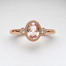 Load image into Gallery viewer, 9ct Rose Gold Morganite &amp; Lab Grown Diamond Ring
