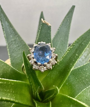 Load image into Gallery viewer, Preloved 9ct Yellow Gold Sapphire &amp; Diamond Cluster Ring
