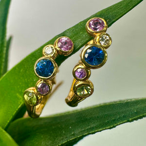 Mixed Colour Sapphire & Diamond Huggies