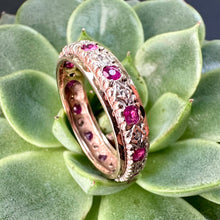 Load image into Gallery viewer, Preloved 9ct Yellow Gold Ruby &amp; Diamond Full Eternity Ring
