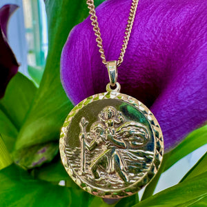 Preloved 9ct St Christopher Pendant & 9ct Curb Chain