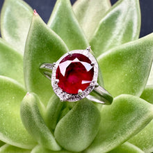 Load image into Gallery viewer, Preloved 14ct White Gold Ruby and Diamond Cluster Ring
