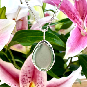 Handmade Green Sea Glass Pendant and Chain