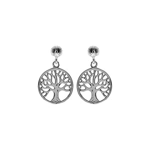 Round Tree of Life Stud Top 925 Silver Earrings