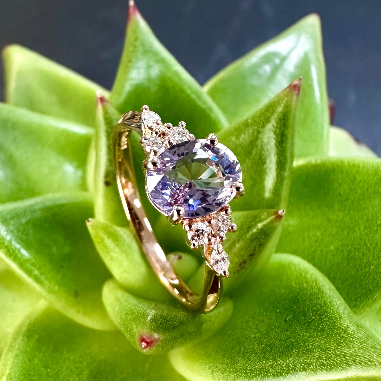 18ct Rose Gold Spinel and Diamond Ring