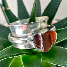 Load image into Gallery viewer, Sterling Silver 10.5mm Sea Glass Fidget Ring
