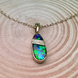 Handmade Opal Pendant In Yellow Gold