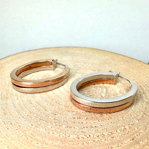 Pre-loved Rose and White Gold Hoop Earrings