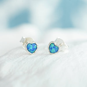 Opalite Heart Stud Earrings