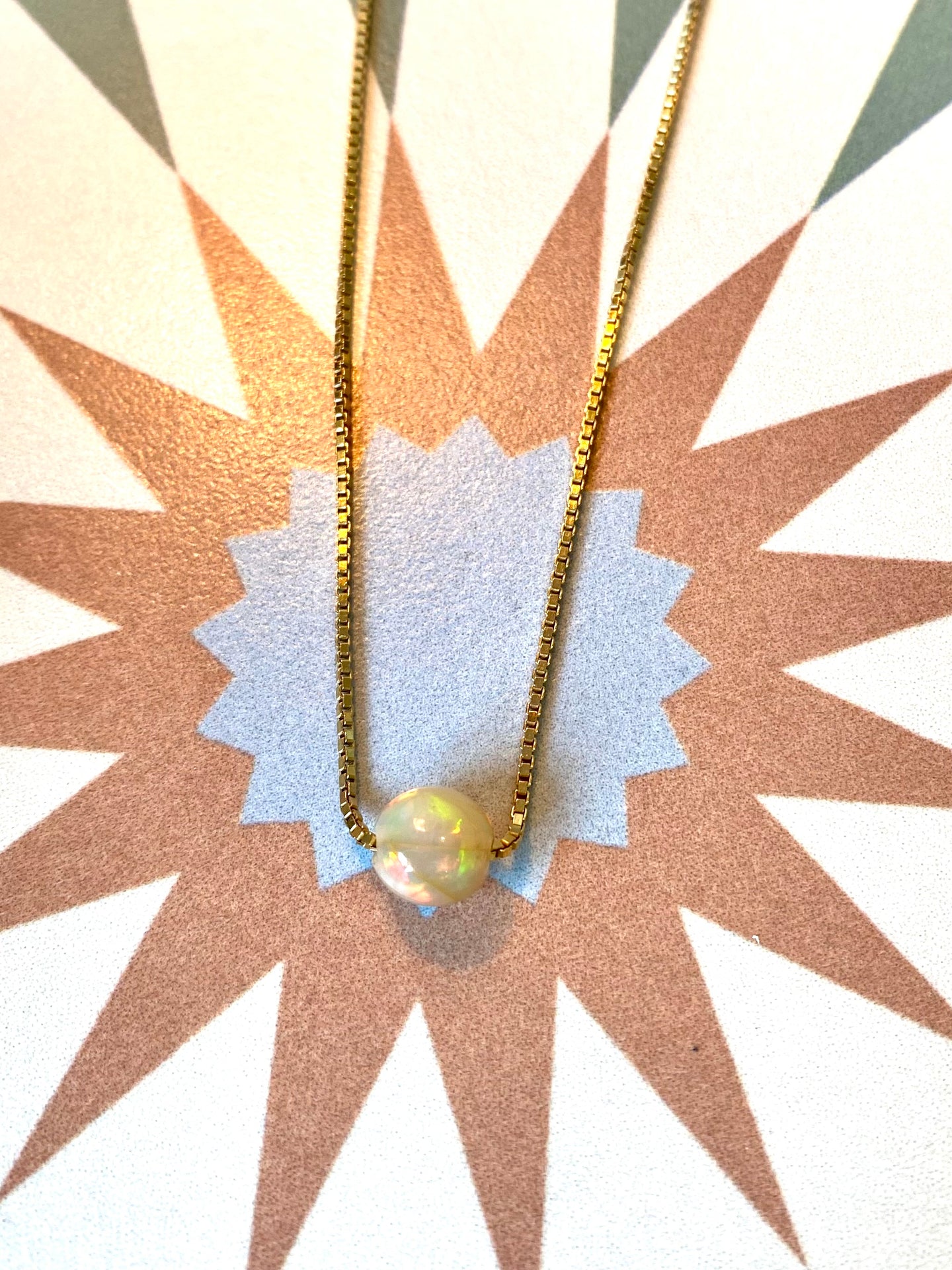 Preloved 9ct Yellow Gold Opal Bead Necklace 16