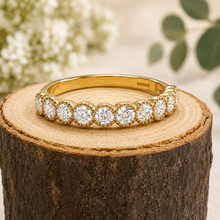 Load image into Gallery viewer, 9ct Yellow Gold Millgrain Lab Diamond Half Eternity Ring
