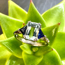 Load image into Gallery viewer, Platinum Brazilian Aquamarine and Ceylon Sapphire Ring
