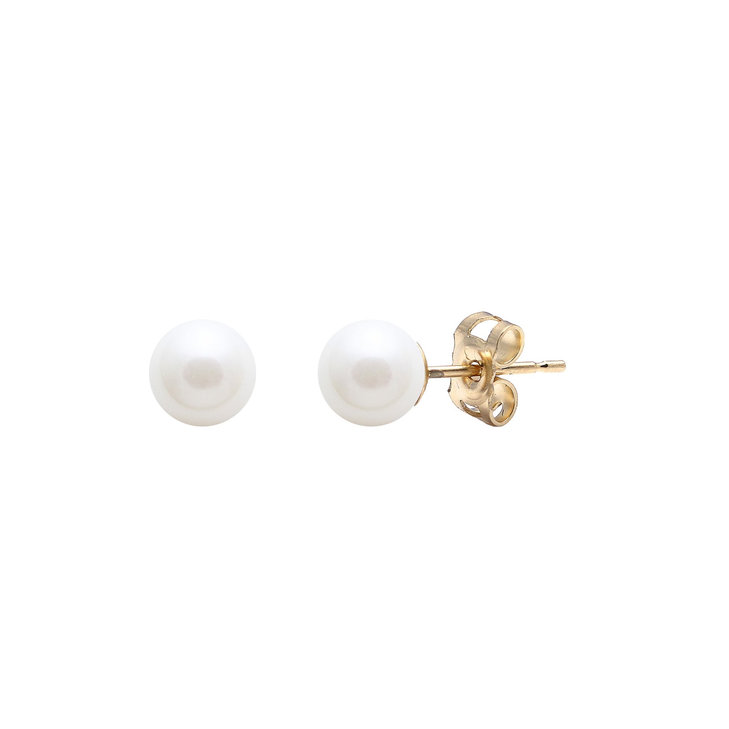 9ct Yellow Gold 4mm White Pearl Stud Earrings