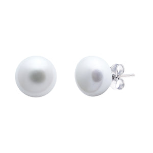 Sterling Silver 8mm White Pearl Stud Earrings